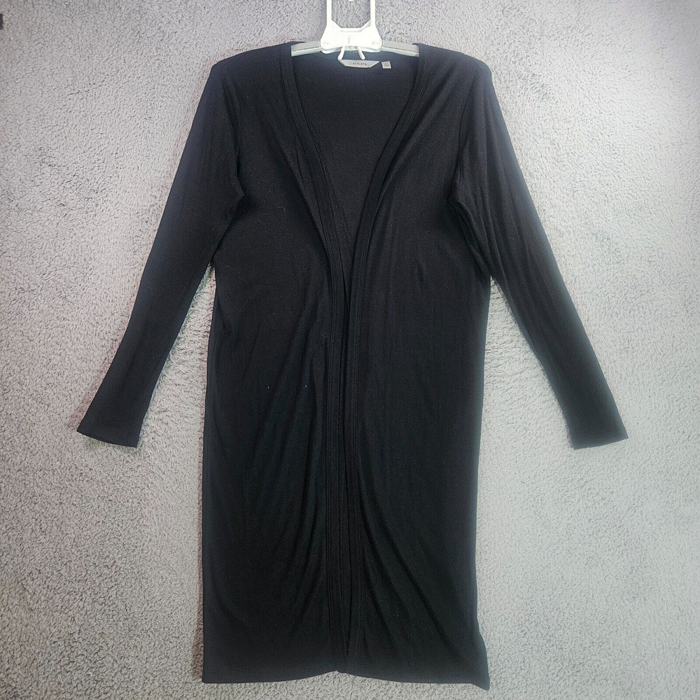 Athleta Lightweight Open Duster Cardigan Women Size XS Split Back Black
